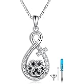 TIGER RIDER Pet Paw Necklace 925 Sterling Silver Cross Infinite love Necklace Pendant Pet Jewelry Gift for Dog Cat Lovers