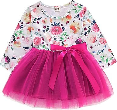 Amazon Com Baby Girl One Piece Dress Toddler Kid Floral Dresses Rose Red Tutu Skirt Bowknot Outfits Clothing