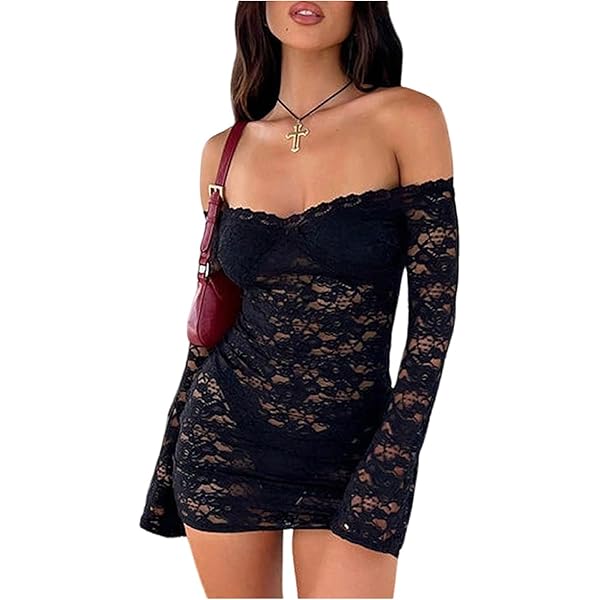【yonchi】KUMA LACE VOLUME MINI DRESS Amazon.com: Fuimsul Women Sexy See Through Floral Lace Bodycon