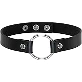 Eigso O-Ring Colorful Choker Collar Necklace for Women Retro Vintage Punk Gothic Style Adjustable