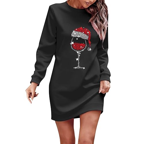 Christmas Jumper 2025 Winter Jumpers Cute Hoodies Christmas Jumpers for Women Oversized Long Jumper Dresses Crewneck Sweaters Xmas Sweatshirts Fashion Novelty Pullover Funny Hoodies
