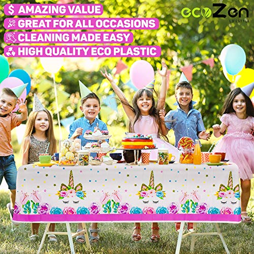 Unicorn Tablecloth, Set of 2 unicorn table cloth for birthday party, Extra-Large 108" x 54" Disposable Unicorn Table Cover, Ideal Party Supplies for Unicorn Themed Baby Shower Decorations and Unicorn Birthday Decoration for Girls - Thumbnail 2