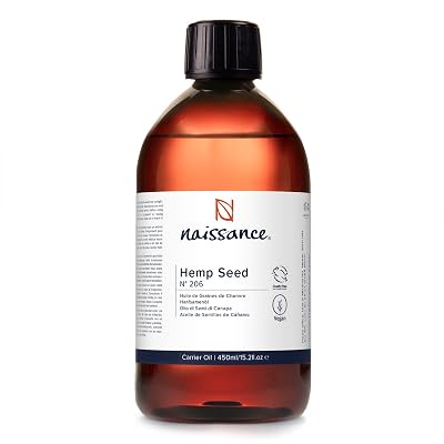 Naissance Cold Pressed Hemp Seed Oil 450ml Natural Moisturiser Skin Face Beard