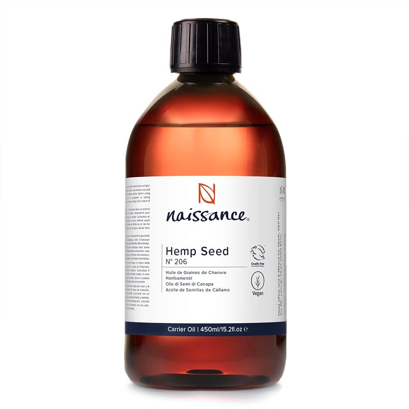 Naissance Cold Pressed Hemp Seed Oil 450ml Natural Moisturiser Skin Face Beard