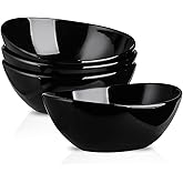 Hasense Serving Bowls, Porcelain Soup Bowls Set of 4, 36 OZ Black Serving Dishes for Entertaining, Perfect for Salad Side Dishes Pasta Popcorn, Dishwasher Microwave Safe