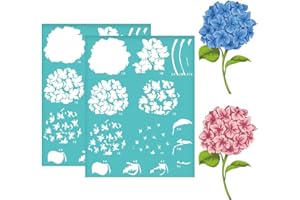 OLYCRAFT 2Pcs 8.6x11 Inch Hydrangea Layering Self-Adhesive Silk Screen Printing Stencil Hydrangea Flower Leaf Silk Screen Stencil Reusable Mesh Stencils Transfer for DIY T-Shirt Fabric Painting