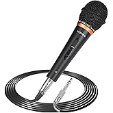 HOTEC Premium Vocal Dynamic Handheld Microphone with 19ft Detachable XLR Cable and ON/Off Switch (Metal Black) (H-W07)