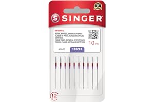 SINGER 10-Pack Universal 2020 Sewing Machine Needles, Size 100/16