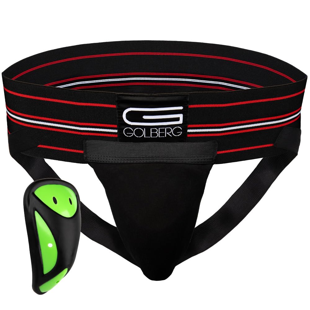 GOLBERG G Jock Strap with Cup, Black, Medium (32-38 Inch Waist)