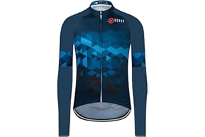 GCRFL Men's Cycling Jersey Long Sleeve Biking Shirt with 3+1 Zipper Pocket Breathable Quick Dry Bicycle Jersey