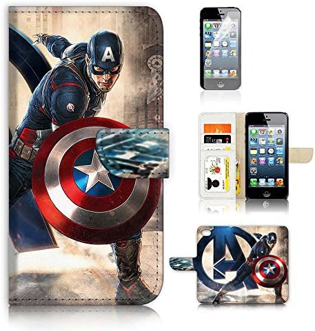 ( For iPhone 5 5S / iPhone SE ) Flip Case Wallet Cover with Screen Protector - US B30020 - Captain America Super Hero B30020