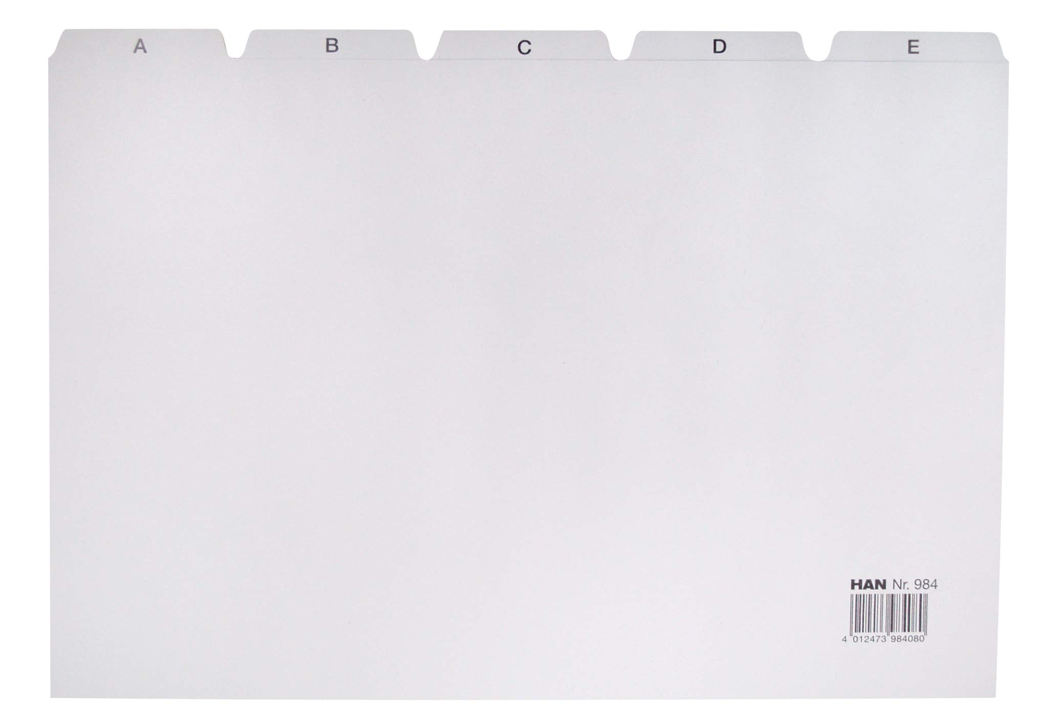 HAN 984, Tab A - Z, A4 landscape, 25 pcs. Guide cards for card index boxes and trays, grey