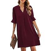 JOCAFIYE Womens Dresses V-Neck Ruffled Short Sleeve Dress Casual Shift Dress Summer Dresses for Women 2026