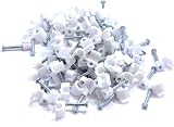Merriway BH03748 100 Pcs Round Cable Clips White 5mm Plastic with Pin view 1