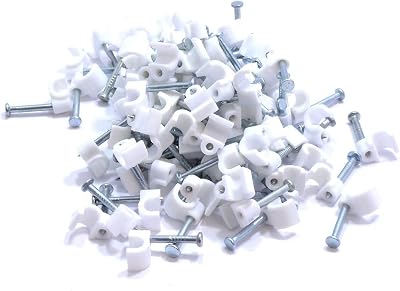 Merriway BH03748 100 Pcs Round Cable Clips White 5mm Plastic with Pin