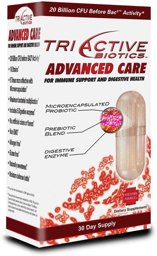 TriActive Biotics™ Advanced Care, Probiotics for Women, Probiotics for Men and Adults, Microencapsulated Probiotics, 20 Billion CFU - 30 Capsules