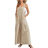 HOTIAN Womens Overalls Jumpsuits Wide Leg Causal Sleeveless Loose Rompers Jumpers