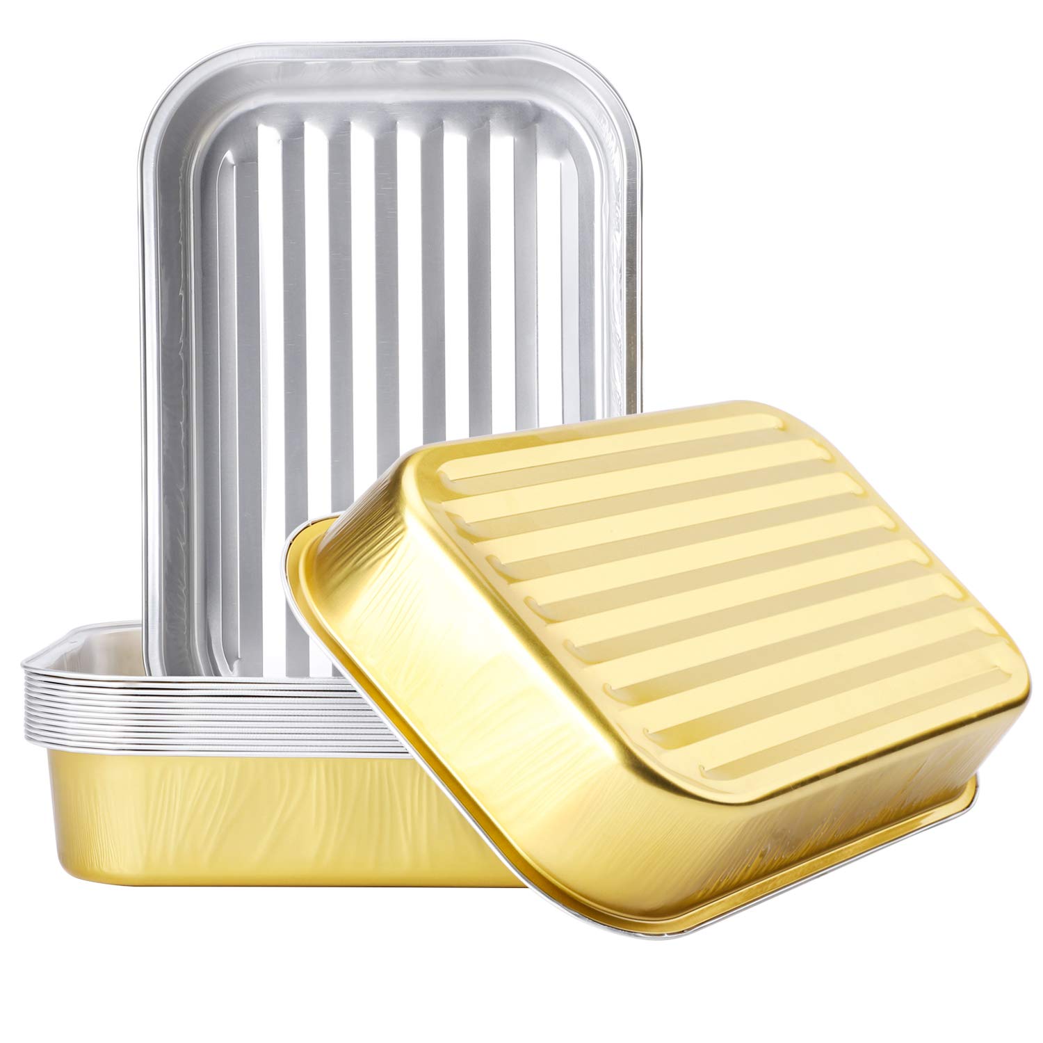 Beasea Gold Aluminum Pans - 15 Pack of 9 x 13 Inch Disposable Baking Pans