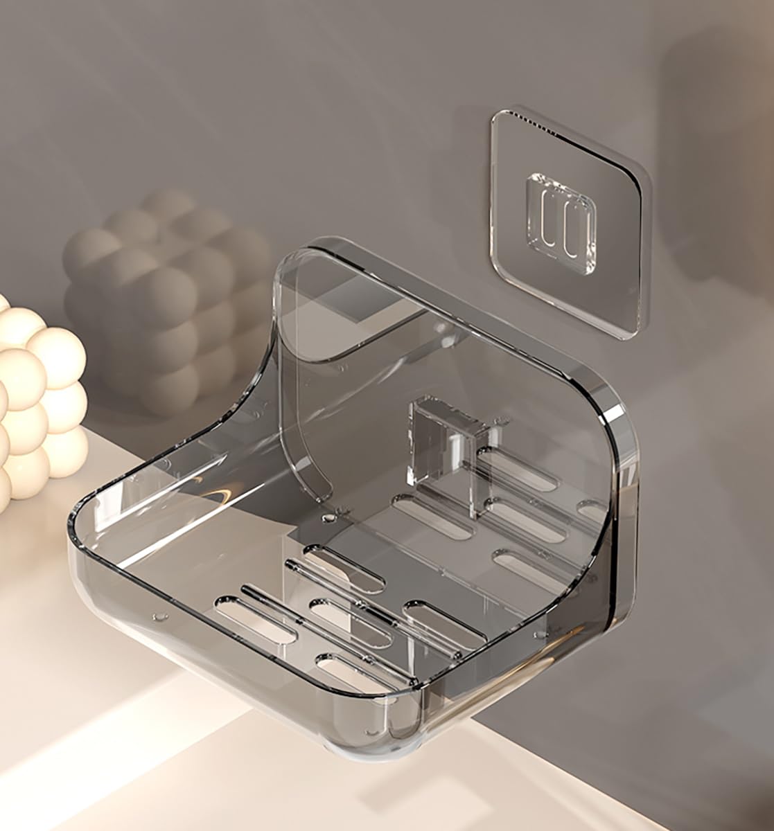 Photo 1 of 1 Pc Transparent Detachable Soap Holder for Shower Wall with Drainage Hole, RV Toilet and Kitchen Soap Dish,Adhesive Soap Dish for Shower,Ideal RV Accessory Holders and Dispensers