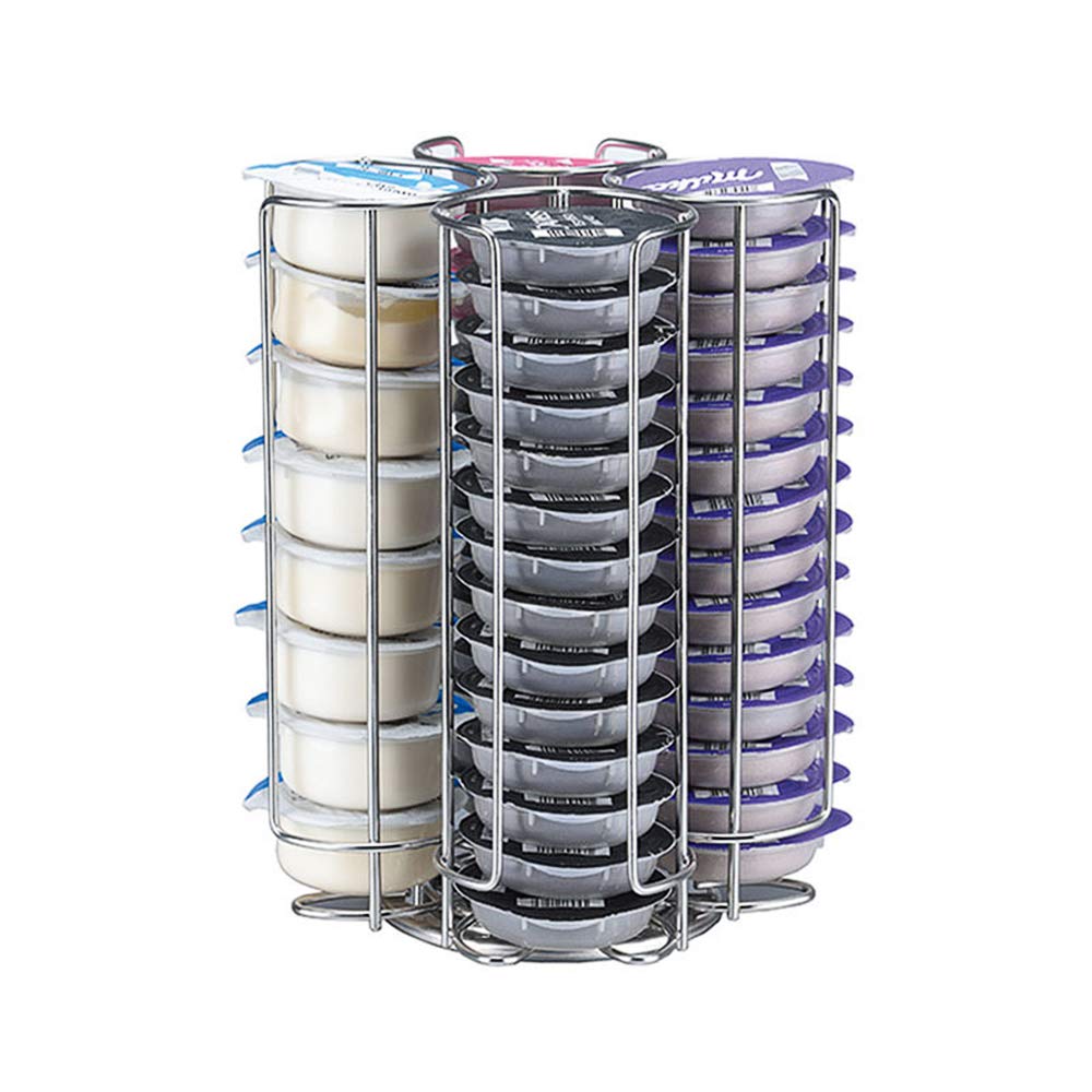 LUOOV Coffee Capsule Holder , 52 Disc Pod Storage Rack Rotating Wire Organiser, Silver