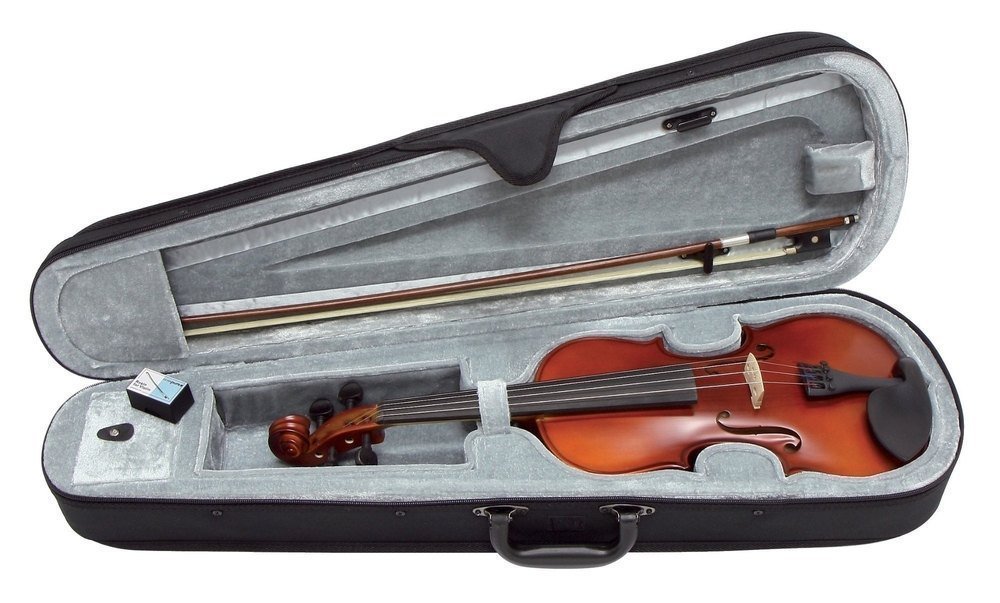 PURE GEWA Violin Set EW Ebony 1/2 set-upped with chin rest, tailpiece with fine tuners, bow, rosin, case with carrying strap