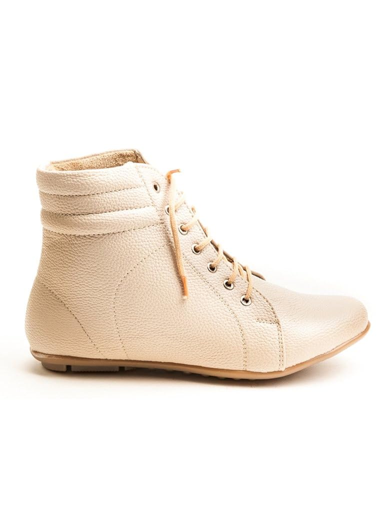 marc loire stylish women's/girl's boots high lace -up cream/solid