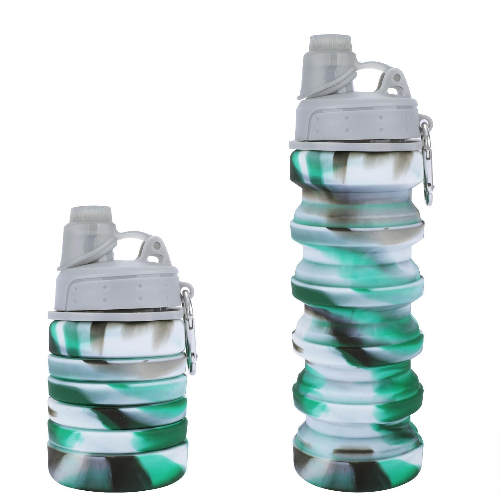 Photo 1 of MAKERSLAND Collapsible Water Bottle for Adults, Boys, Students, Kids, Reusable Silicone Foldable Water Bottles for Travel Camping Hiking, Portable Sports Water Bottle, Gray & Green