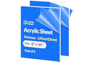 LaVie Home (2-Pack) 8x10 Clear Acrylic Sheet 1/8 Thick Panel, 3mm Plexiglass Sheet, Acrylic Plexiglass Sheet 1/8 inch Thick for Craft, Picture Frames, Sign Blank, DIY Display Project