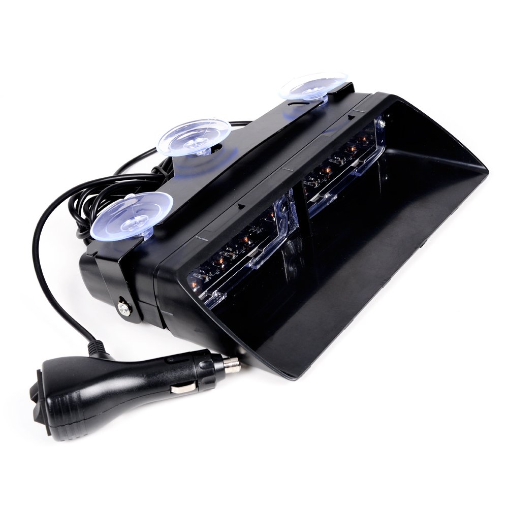 8 Flashing MODE Multi-Color 12 RGB Strobe LED Light with On/Switch Cigarette Adapter (Blue/Amber/Cool White/Blue and Red/Red/Green)