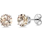 Gem Stone King 925 Sterling Silver Gemstone Birthstone Stud Earrings for Women Men | Round 6MM | Fine Jewelry Gifts for Her Him Mom Dad Wife