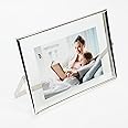 AhaGo Silver Floating Frame (5"x7", Horizontal), For Picture 4x6,3x5,2x3, Small Desktop Photo Frame, Modern Minimalist Style, Classy Gift For Festival, Home or Wedding