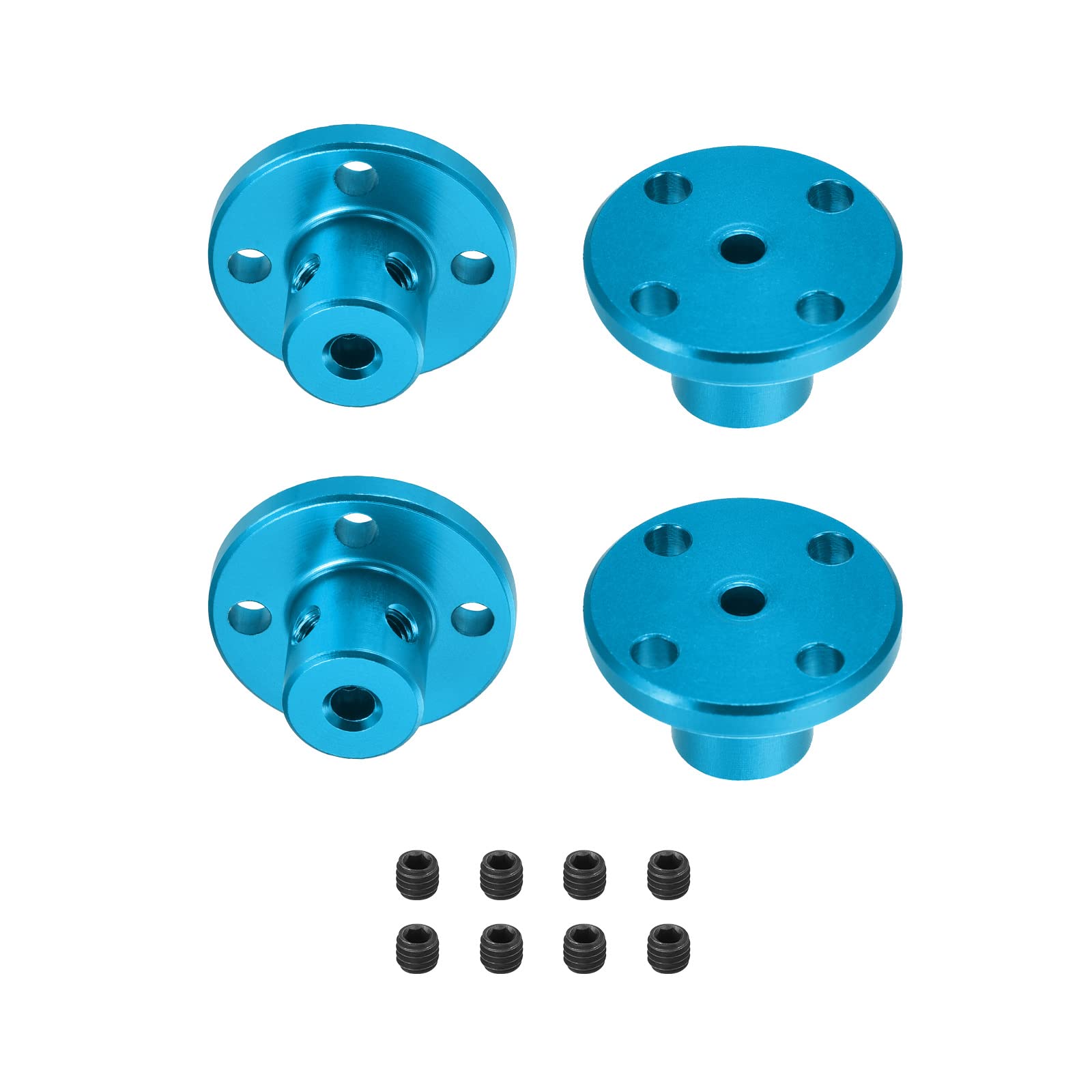 DMiotech 4 Pack 3mm Inner Dia H13xD10 Flange Coupling Connector Rigid Guide Shaft Support Coupler Shaft Coupling with Screws for DIY RC Model Motors Sky Blue