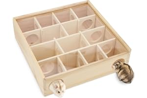 Hypeety Wooden Maze Tunnel Toy with Plastic Cover, Small Pet Animals Activity Sport Gerbil Labyrinth Dwarf Hamster Play Toys Maze Tunnel Mice Wooden Funny Toy