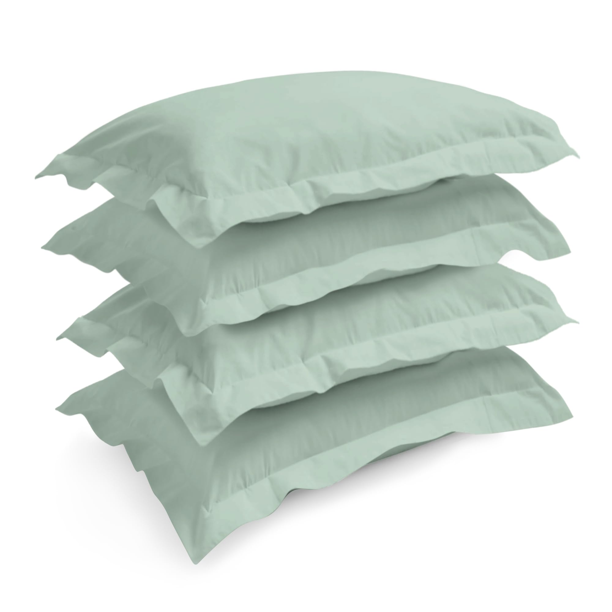 Pizuna Seafoam Sage Pillow Cases 4 Pack Cotton, 400 Thread Count 100% Long Staple Combed Seafoam Sage Cotton Pillow Cases pack of 4, Sateen Weave Oxford Pillow Case 50 x 75 cm (Cooling Pillowcases) — image 1
