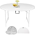 Vilobos 4 FT Round Folding Table, 48” Dia Portable Plastic Table for 4 to 6 Seat, Party Banquet Table for Conference Card Camper Wedding Dining Outdoor Picnic Family Festival Events,1 Pack White