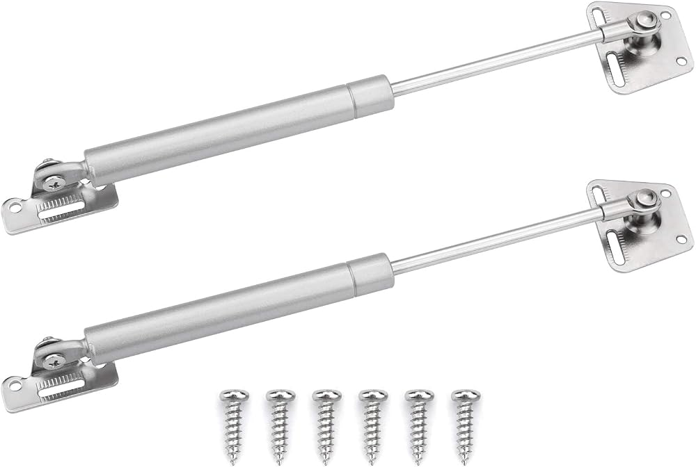 Juibao 2 Pack Gas Strut 100N Soft Close Hinges Cabinet Lift Supports 26cm Silver