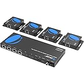 OREI 4K 1x4 HDMI Extender Splitter Over CAT6/7 Ethernet Cable Up to 4K@30Hz upto 165 ft-1080P@60Hz upto 230 ft, IR control, EDID, HDMI Loop Out (HD14-EX165-K)