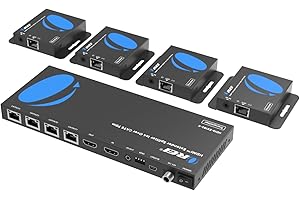 OREI 4K 1x4 HDMI Extender Splitter Over CAT6/7 Ethernet Cable Up to 4K@30Hz upto 165 ft-1080P@60Hz upto 230 ft, IR control, EDID, HDMI Loop Out (HD14-EX165-K)