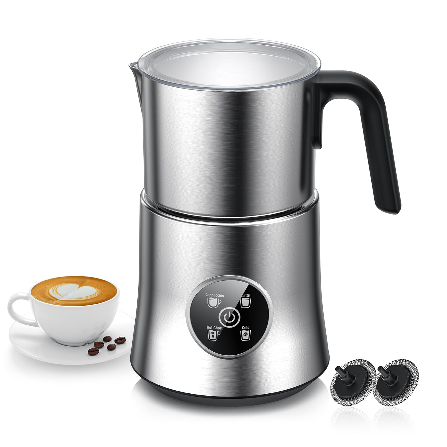 Photo 1 of Milk Frother and Steamer, Large Capacity Detachable Electric Milk Frother, Automatic Warm and Cold Foam Maker, Stainless Steel Jug, BPA Free