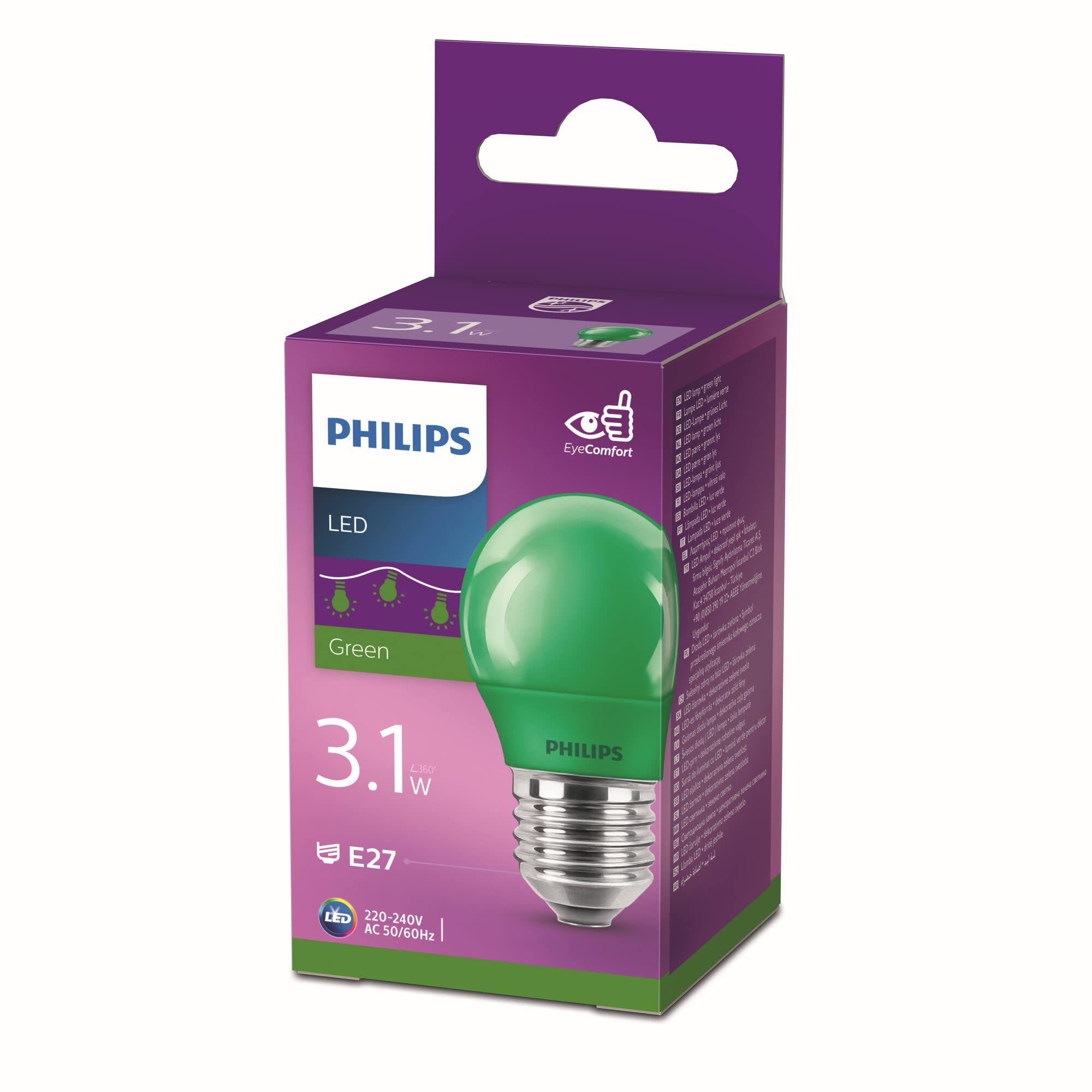 Philips LED Light Bulb, E27, Party Light, Ideal for Party Lights, Plastic, Grün, E27, 3.1 wattsW