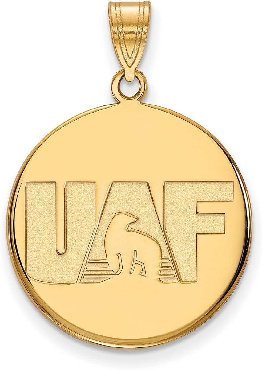 Alaska Fairbanks Nanooks School Letters Logo Disc Pendant