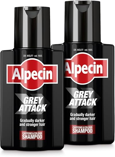 Alpecin Grey Attack Caffeine Shampoo Men 2x200ml Gradual Darkening
