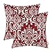 Pack of 2 CaliTime Cushion Covers Throw Pillow Cases Shells, Vintage Damask Floral, 18 X 18 Inches, Burgundy