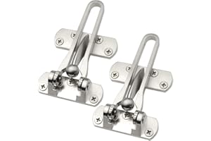 Topbuti Home Security Door Lock, 2 Pack Latch Guard Clasp Front Door Locks for Kids, Home Reinforcement Lock for Swing-in Doors, Hotel Door Latches, Thicken Solid Aluminium Alloy, Satin Nickel