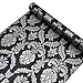 Yifely SimpleLife4U Silver Damask Furniture Paper Decorative Black Shelf Drawer Liner Peel & Stick 17x118 Inches by SimpleLife4U
