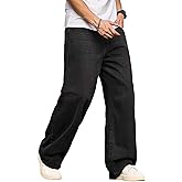 DFGIGT Mens Wide Leg Baggy Jeans Y2k Casual Fashion Loose Denim Pants Work Office Streetwear