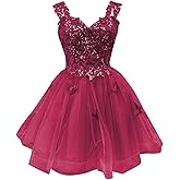 Youjiayi 3D Butterfly Short Homecoming Dresses for Teens Off Shoulder DAMA Dresses for Quinceanera Glitter Sequin Prom Dress