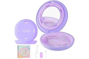 HEMILAB® Retainer Case, Slim Aligner Case with Mirror, Retainer Case with Vent Holes, Compatible with Invisalign, with 2 in 1 Aligner Removal Tool, Chew & Brush, Purple