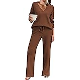 Ekouaer Womens Pajama Sets Fuzzy Fleece Sleepwear Long Sleeve Pjs 2 Piece Lounge Set Fall Outfits Sweater Nightwear S-XXL