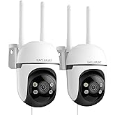 WiFi Security Cameras Wireless Outdoor Wired, Plug-in Outdoor Security Cameras for Home Security, 24/7 Recording, Human Detection, PTZ, 2K HD Color Night Vision, 2.4Ghz WiFi Only, 2-Way Talk, 2 Packs